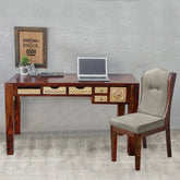 Dravidian Hand Carved Study Table with Chair